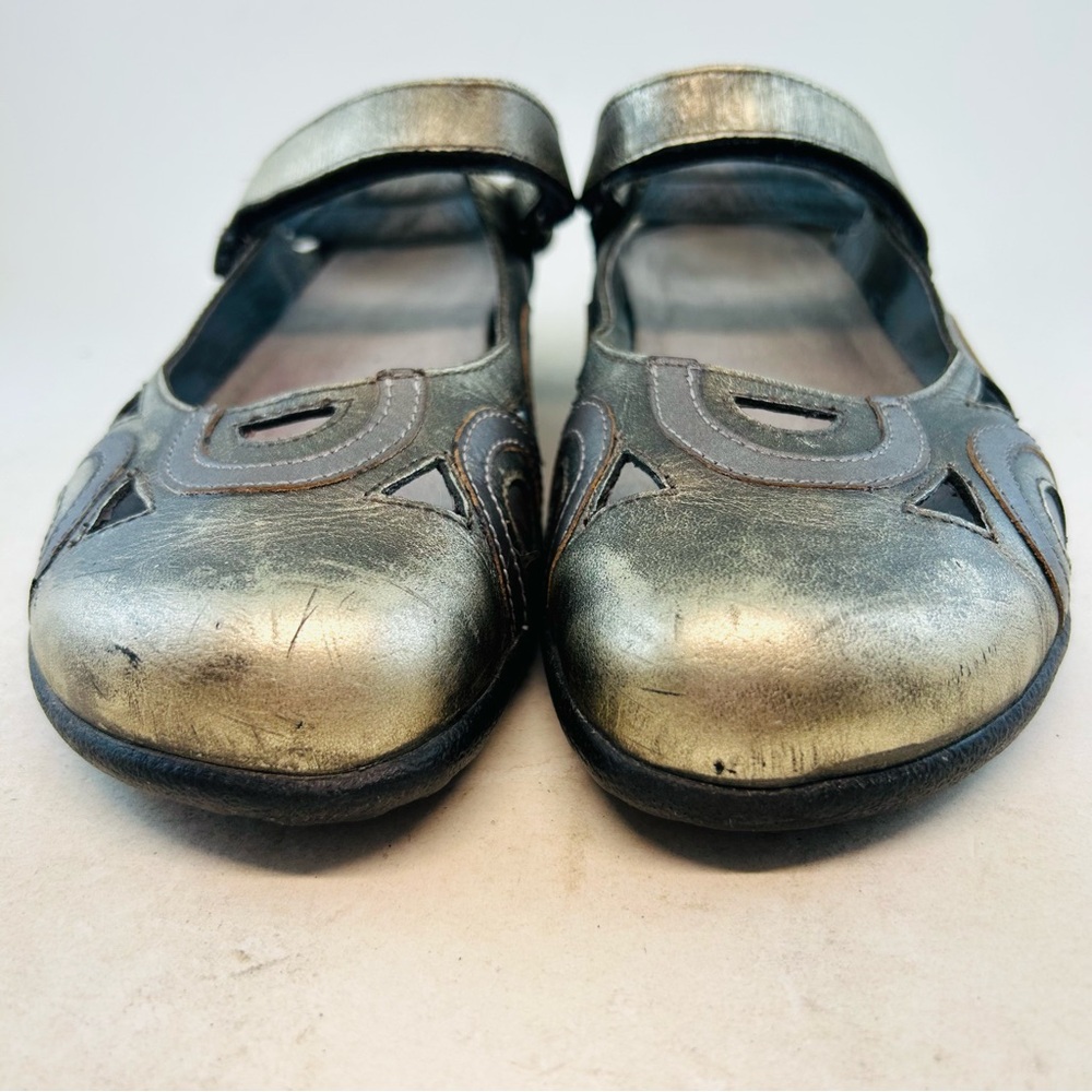 Naot Metallic Pewter Silver Bronze Rongo Mary Jane Slingback Flat Shoes, sz 39 8 - Picture 3 of 12